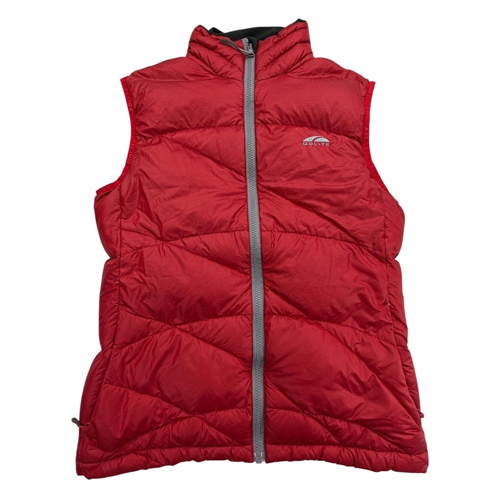 GoLite Down Puffer Vest Womens Small Red Quilted Full Zip Lightweight Outdoor